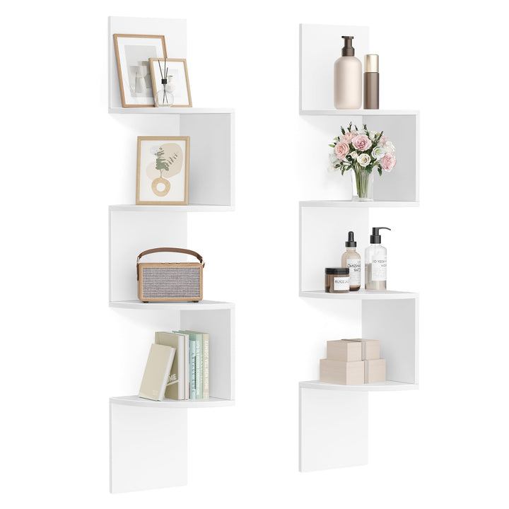 VASAGLE Set mit 2 Eck-Bücherregalen, Eckregalen, Wandregale mit 4 Ebenen, im Schlafzimmer, Wohnzimme