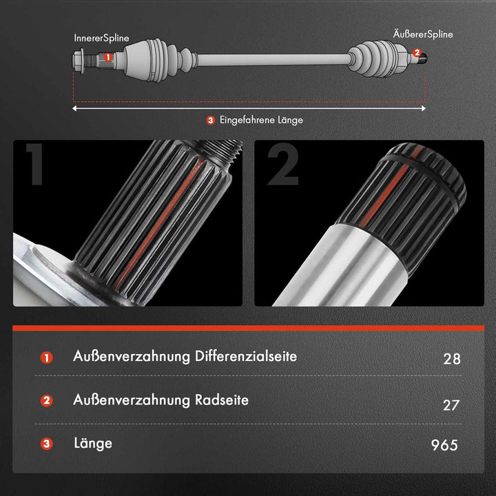 Frankberg Antriebswelle Vorderachse Rechts Kompatibel mit C-Max II DXA/CB7 DXA/CEU 2.0L 2010-2015 Fo