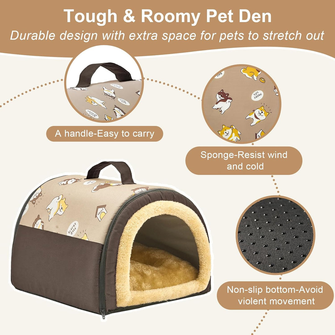 Jiupety Cozy Small Pet Hundehütte, 2 in 1 Welpenhaus, S Grösse für Katze und Welpe, Warme Höhle Schl