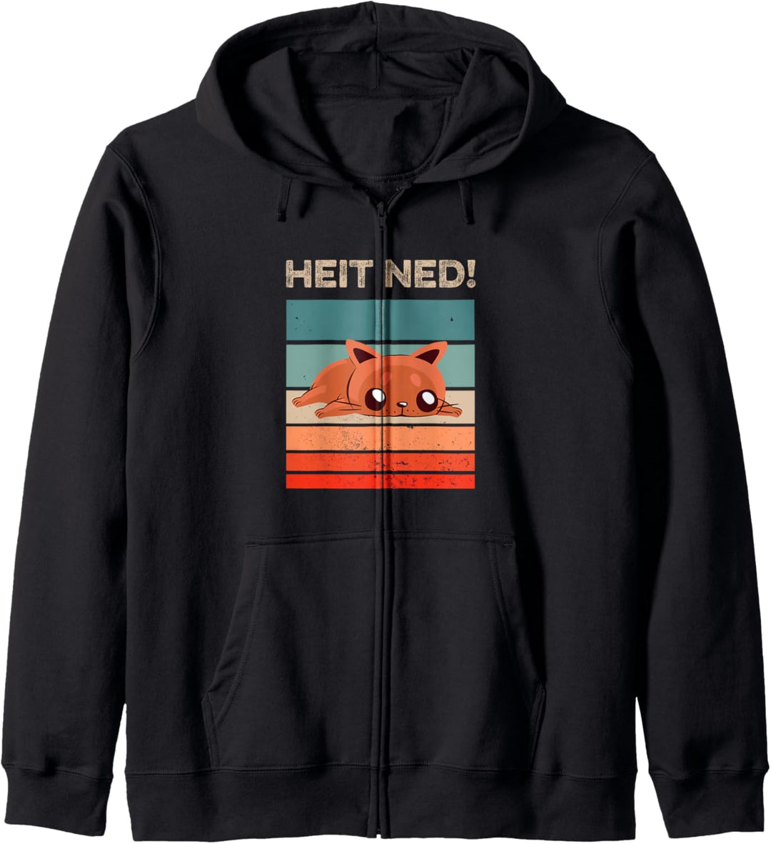 Lustiges Katzen Design mit fauler Katze und Heit ned Kapuzenjacke