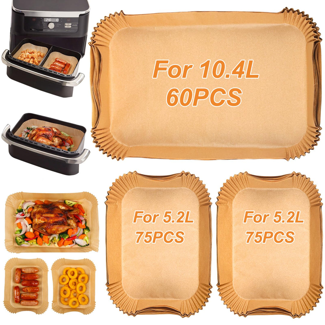 BYKITCHEN 210pcs Backpapier für Heissluftfritteuse Ninja Flex Drawer AF500EU 10,4L Dual Zone,Airfrye