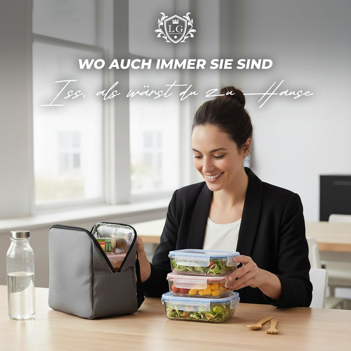 LG Luxury & Grace 4er Packung Glas Frischhaltedosen 1000 ml. Luftdicht. Geeignet für Mikrowelle, Ofe