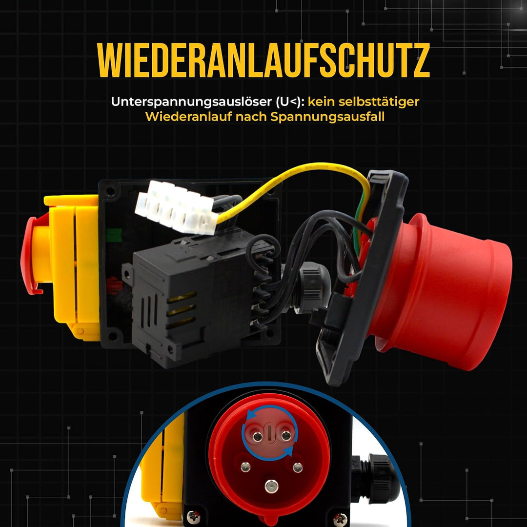 Schalter- Stecker Kombination DZ08-3 400V mit Phasenwender und U-Auslösung -Baugleich KEDU KOA7