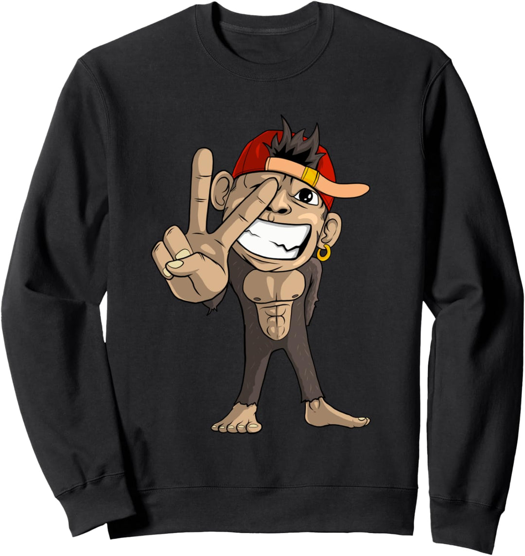 Süsser Affe zeigt Viktory-Zeichen Sweatshirt