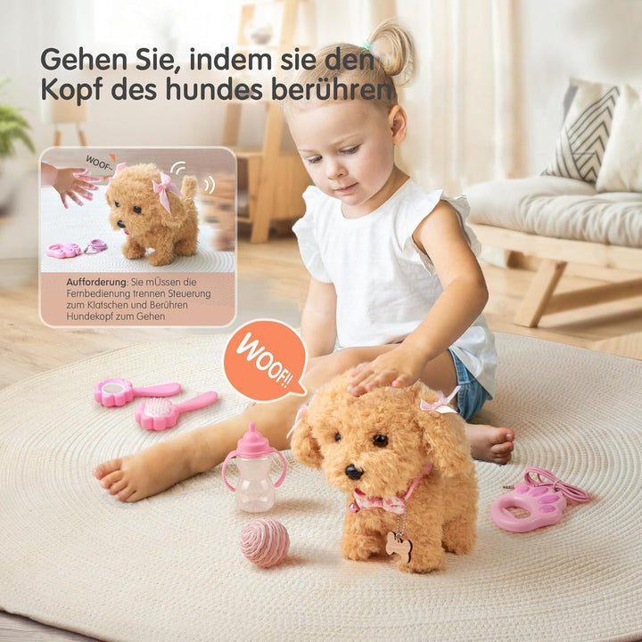 Interaktives Haustier Hund mit Funktion für Kinder,Spielzeug PlüschtierHund mit Gehen,Bellen,Schwanz