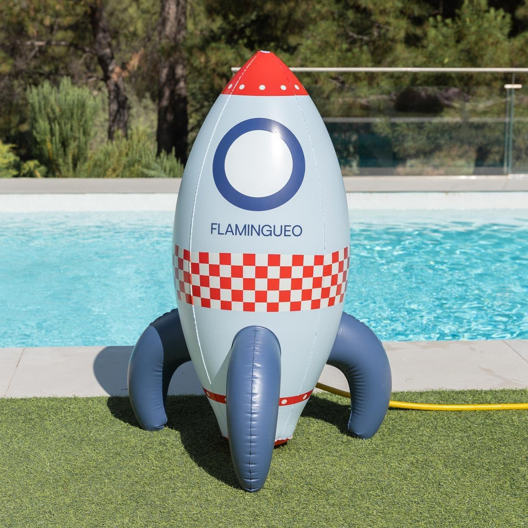 Flamingueo Aufblasbare Sprinkler für Kinder, Raketen-Design, Für den Garten | Strapazierfähiges PVC,