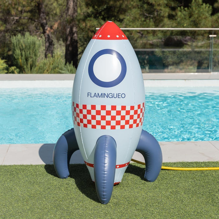 Flamingueo Aufblasbare Sprinkler für Kinder, Raketen-Design, Für den Garten | Strapazierfähiges PVC,