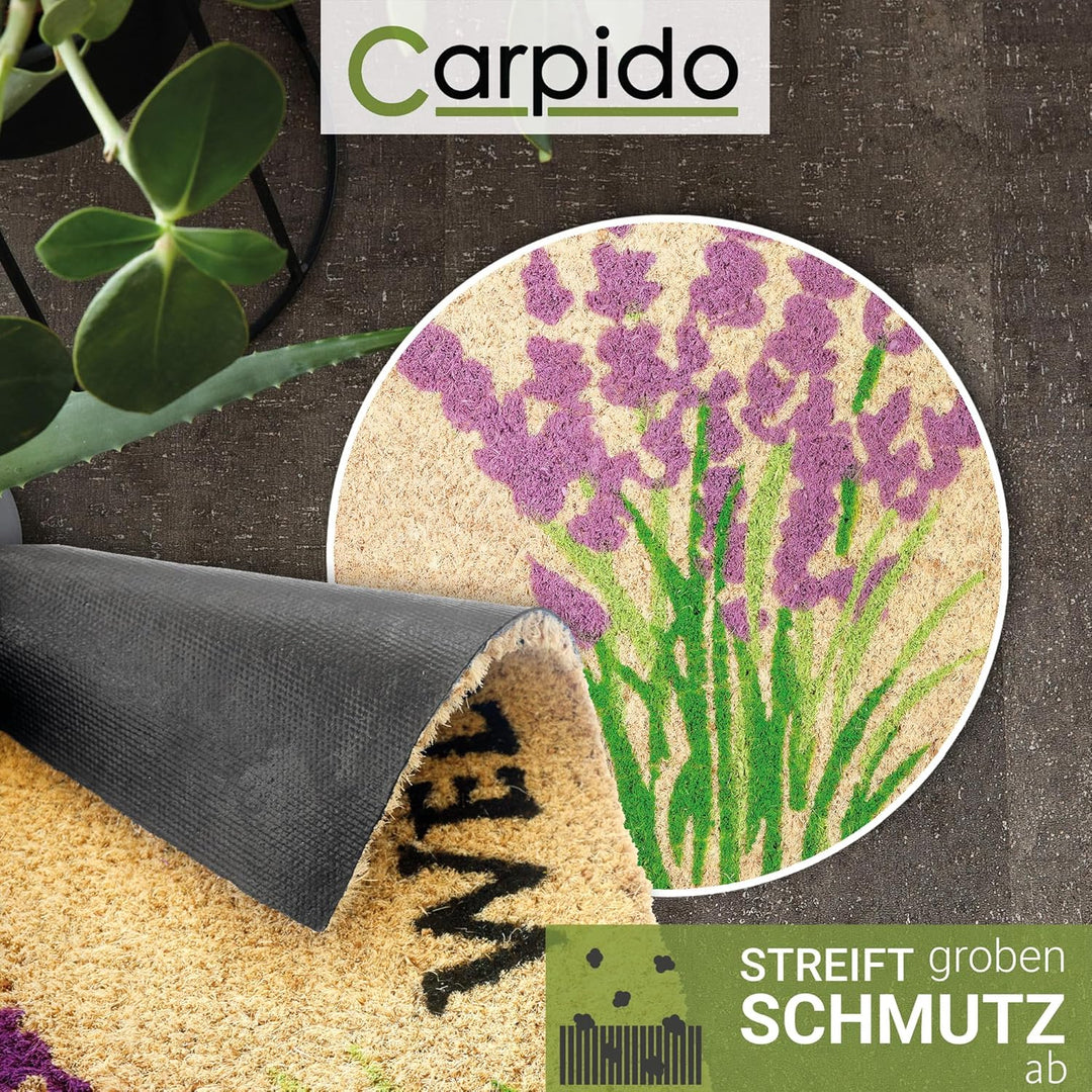 Carpido Fussmatte Kokos Lavendel - Türmatte 2er Set 40 x 60 cm - antibakterielle Eingangsmatte natür