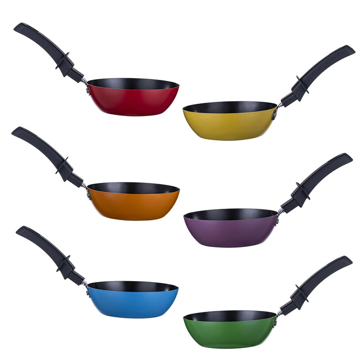 RoDzj Mini Wok Set 6 Personen Ø12 cm Antihaftbeschichtet Party Wok Set, Raclette und Fondue Ersatzpf