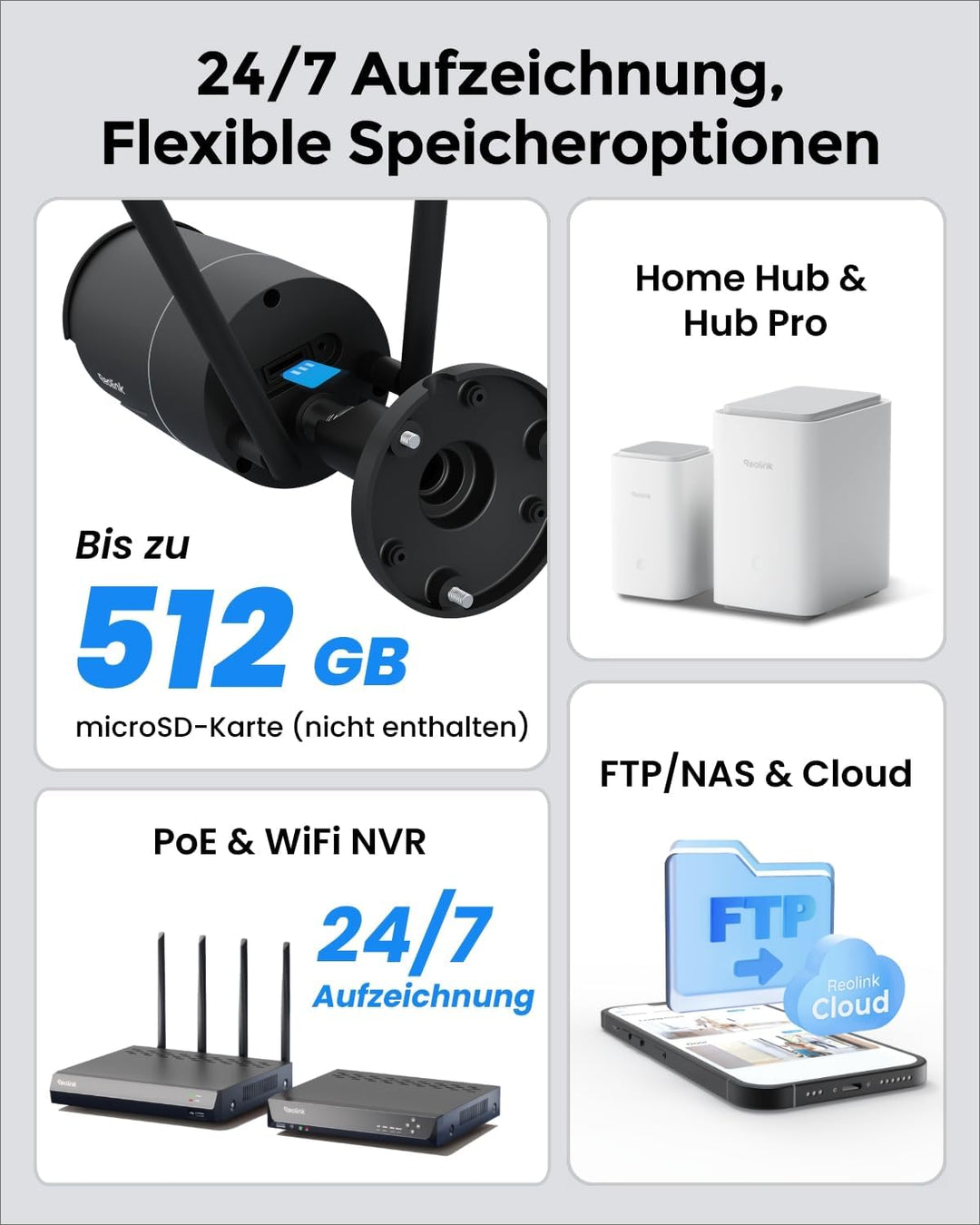 Reolink 2K+ Kabelgebundene Überwachungskamera Aussen, 2,4/5 GHz WLAN-Kamera Outdoor, IP66 Wetterfest