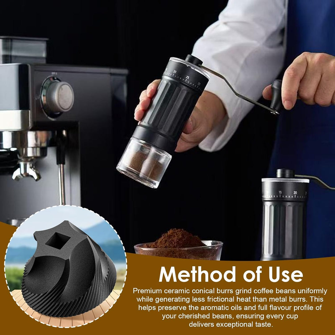 Manuelle Kaffeemühle mit 40 Externen Stufen und Keramik-Mahlwerk, Tragbare Handkaffeemühle mit Einst