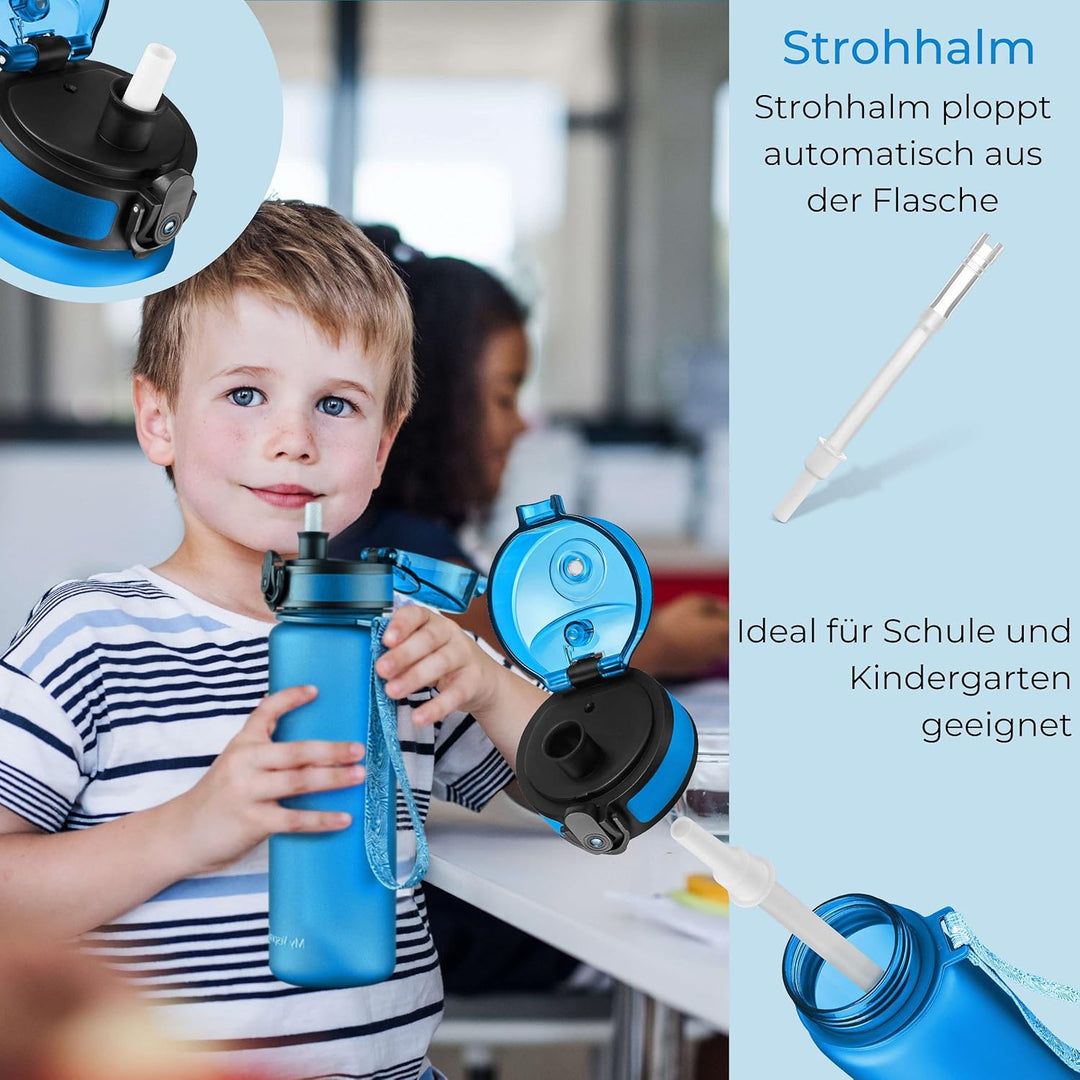 My Vesperbox® Trinkflasche Kinder [500ML] - Wasserflasche Kohlensäure Geeignet & Auslaufsicher - Wat