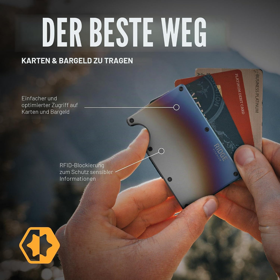 The Ridge Minimalist Slim Wallet for Men – Kreditkartenetui mit RFID-Blockierung auf der Vordertasch