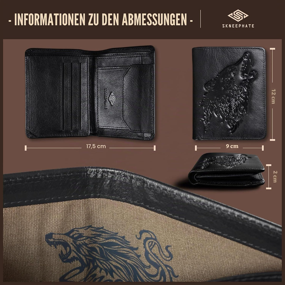Wolf Geldbörse Herren Mit Münzfach,Portemonnaie Herren Leder,Portmonee RFID Schutz,Geschenk-Ideen Br