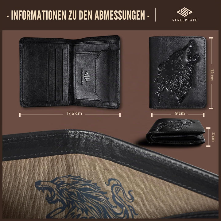 Wolf Geldbörse Herren Mit Münzfach,Portemonnaie Herren Leder,Portmonee RFID Schutz,Geschenk-Ideen Br