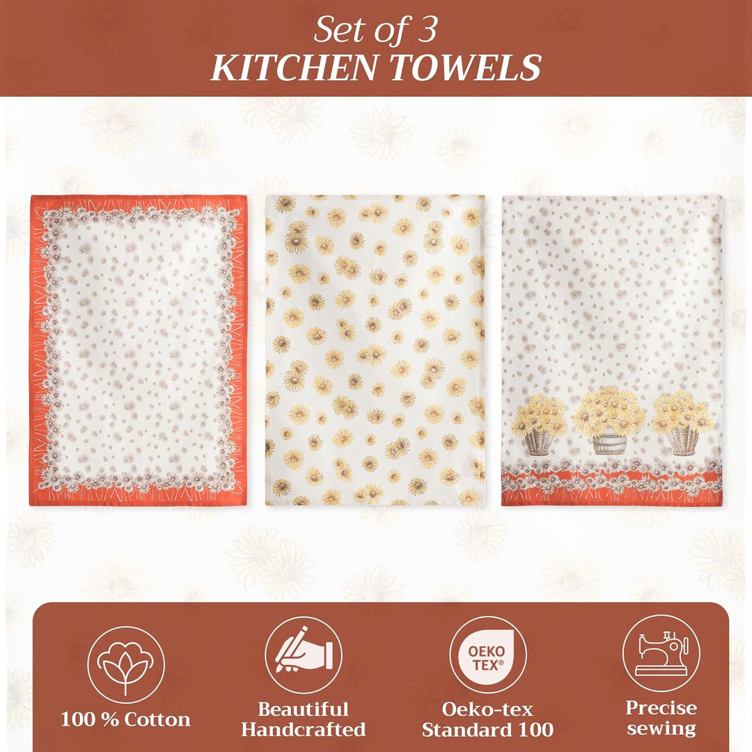 Maison d'Hermine Küchenhandtücher 3er-Set 100% Baumwolle 70 cm x 50 cm Wiederverwendbare Geschirrtüc