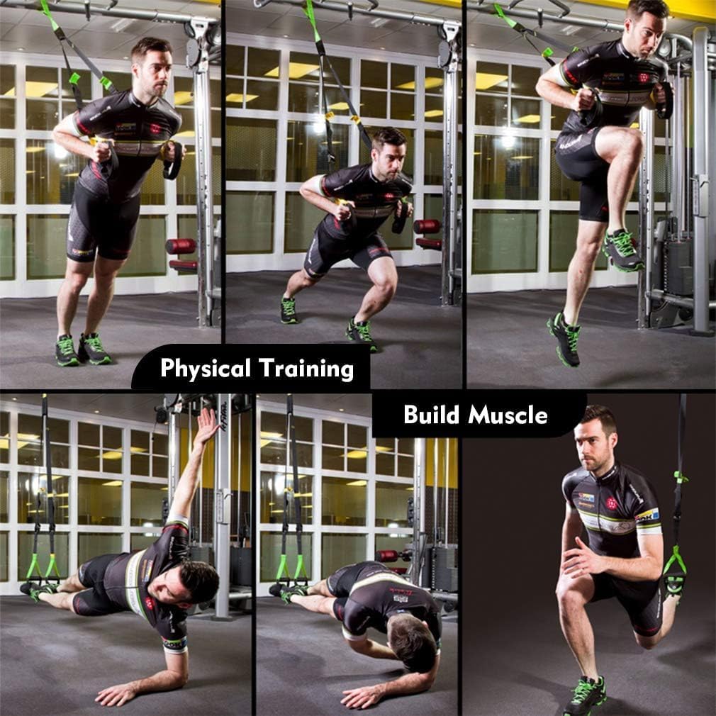 RHINOSPORT Schlingentrainer Sling Trainer Set mit Türanker Einstellbar Fitness Zuhause Suspension -
