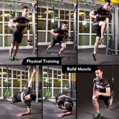 RHINOSPORT Schlingentrainer Sling Trainer Set mit Türanker Einstellbar Fitness Zuhause Suspension -