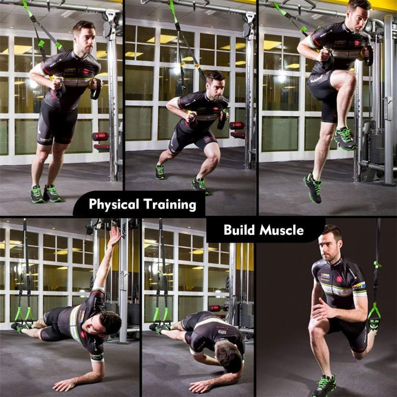 RHINOSPORT Schlingentrainer Sling Trainer Set mit Türanker Einstellbar Fitness Zuhause Suspension -