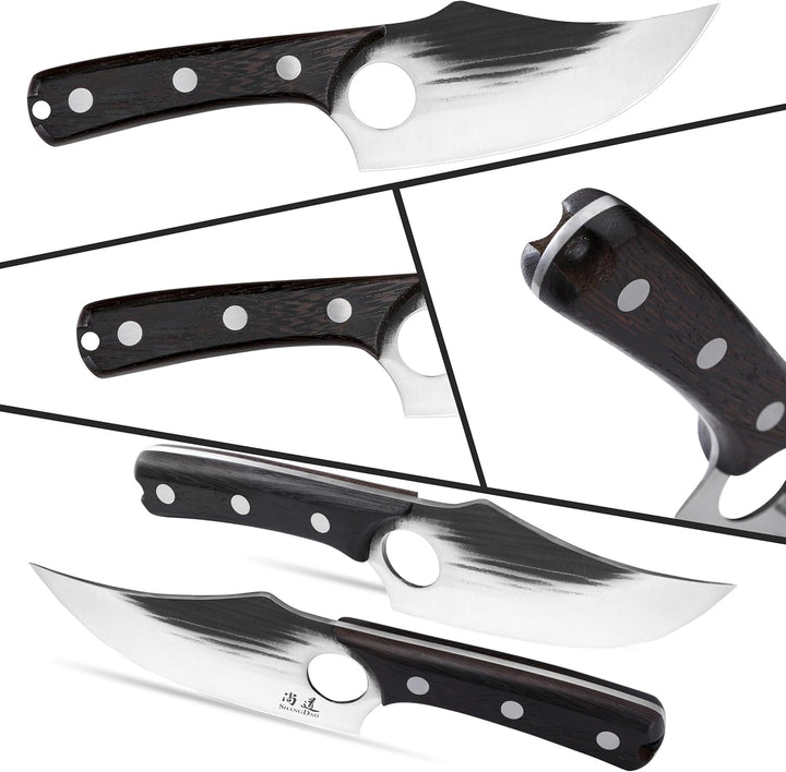 SHANGDAO Boningmesser, 15.3cm Wikingermesser für Fleischschnitt, mit hohem Kohlenstoffstahlhacker, g
