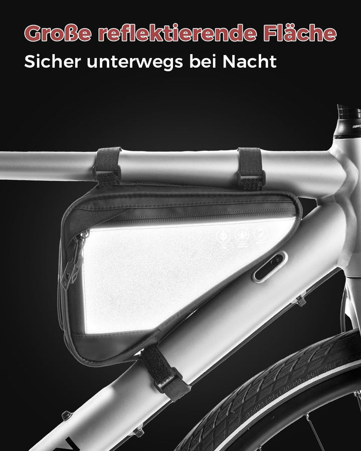 Fahrrad Rahmentasche, Wasserabweisende Dreieckstasche 2L, Fahrradtasche für Rahmen, MTB &amp; Rennrad Zu
