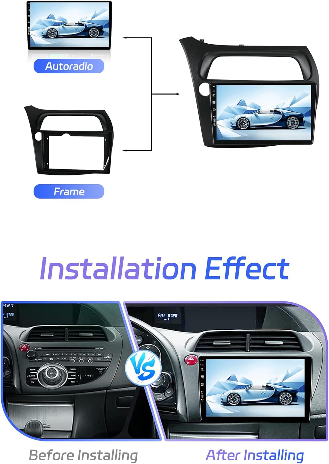 [6G+128G, Octa Core] - Android 15 Autoradio für Honda Civic (2006-2012) - Kabellos CarPlay/Android A