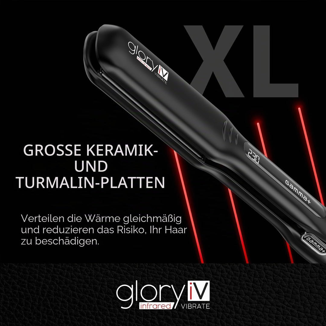 GAMMA+ Professionelles Vibrations-Infrarot-Haarglätteisen Glory iV, extra grosse Platten aus Keramik