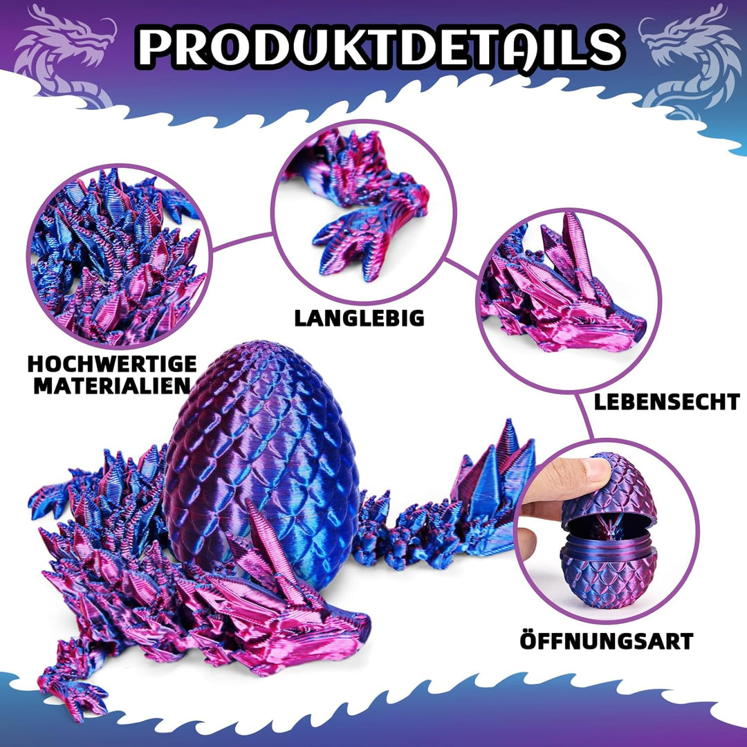zhancydeal 4er Set Miniatur 3D Drachenfiguren im Drachenei – 12,5 cm bewegliche Drachenspielzeuge fü