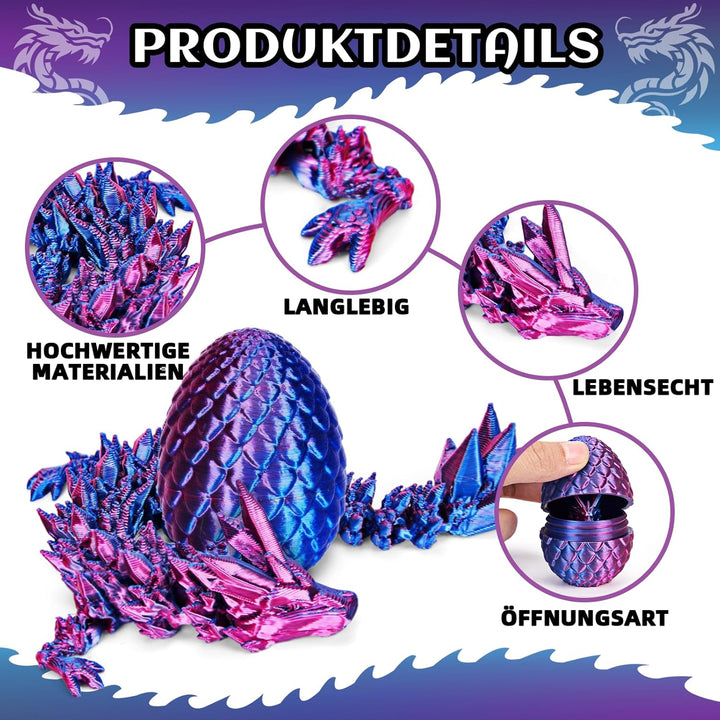 zhancydeal 4er Set Miniatur 3D Drachenfiguren im Drachenei – 12,5 cm bewegliche Drachenspielzeuge fü