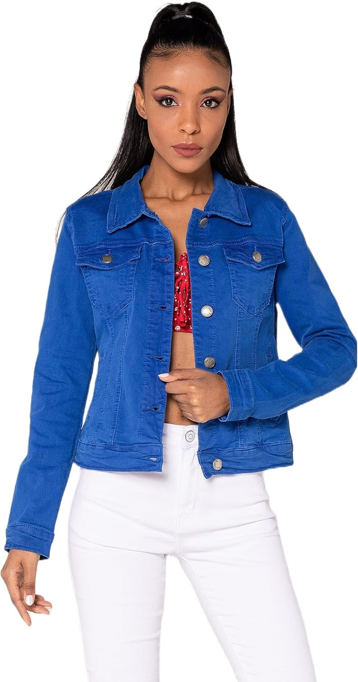 Nina Carter J212 Damen Jeansjacke Übergangsjacke Leichte Waschungseffekt Denim Casual Jacke S Königs