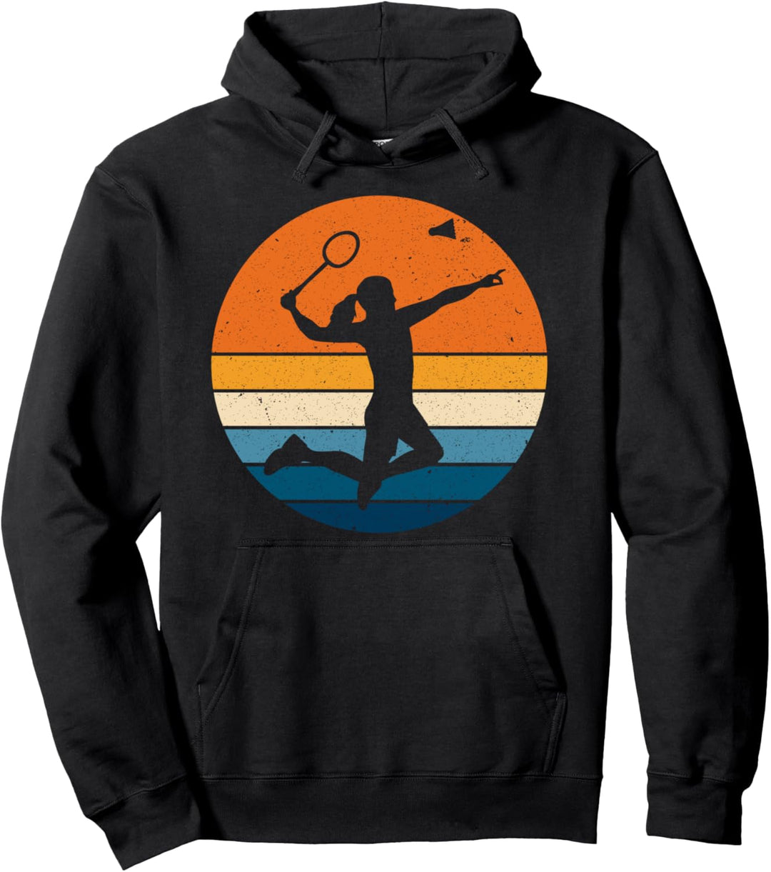 Badminton Sport Retro Vintage Sonnenuntergang Badminton Pullover Hoodie