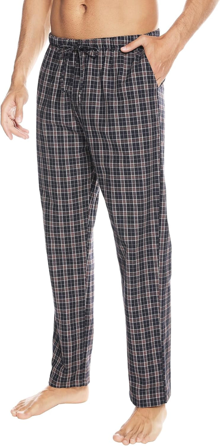 Winovia Herren Schlafanzughose Lang Baumwolle Karierte Pyjamahose Lounge Hose Pyjamaunterteil Freize