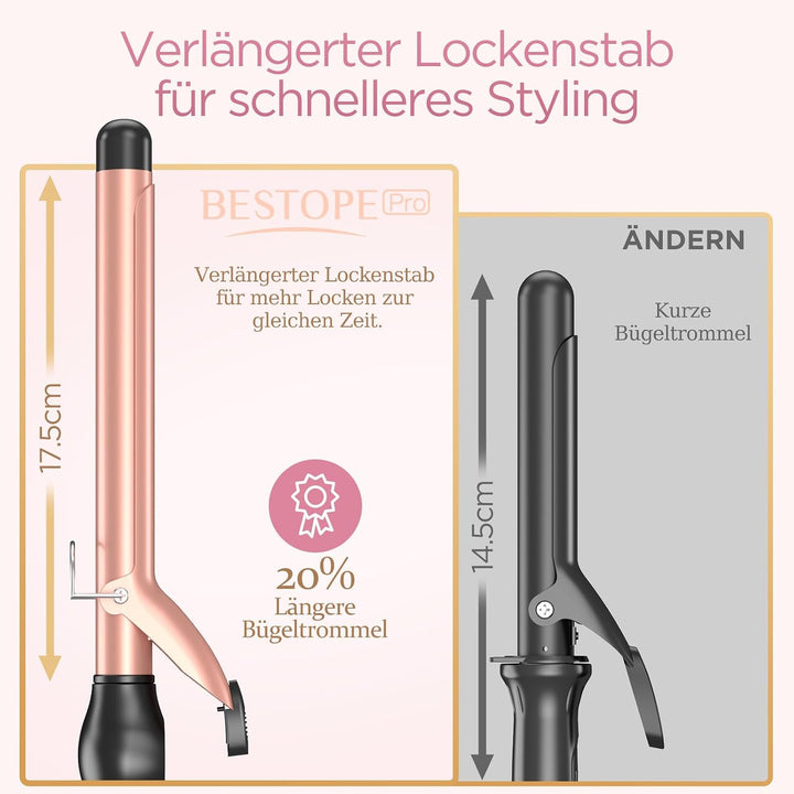 BESTOPE PRO Lockenstab 25mm Grosse Locken, Schnelle Heizung Lockenstäbe Extra Lang, Multi-Temperatur