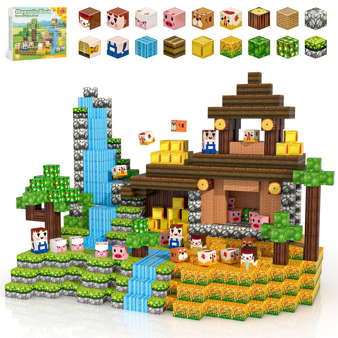 Magnetische Bausteine, Magnetbausteine 100PCS, Spielzeugsets für Kinder Jungen Mädchen, Magnetic Blo