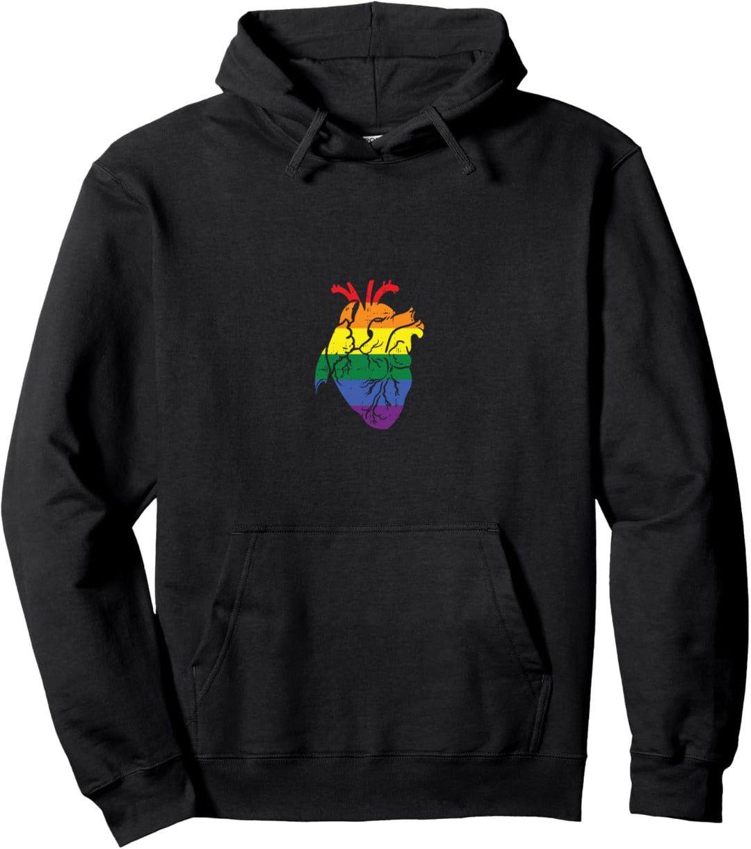 Anatomical Rainbow Heart Gay Pride Flag LGBT Nurse RN Gift Pullover Hoodie
