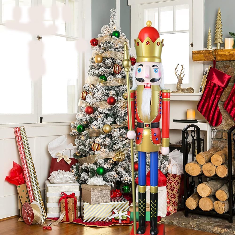 120Cm 48" 4Ft Gross/Giant Hölzerne Nussknacker Ornament (Rote King K01)