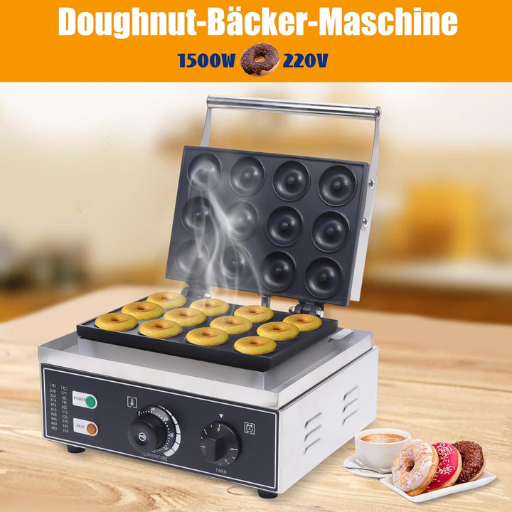 Donut Maschine Donuts Backform 1550W Donut-Maker Backt 12 Mini-Donuts für Frühstück, Snacks, Dessert