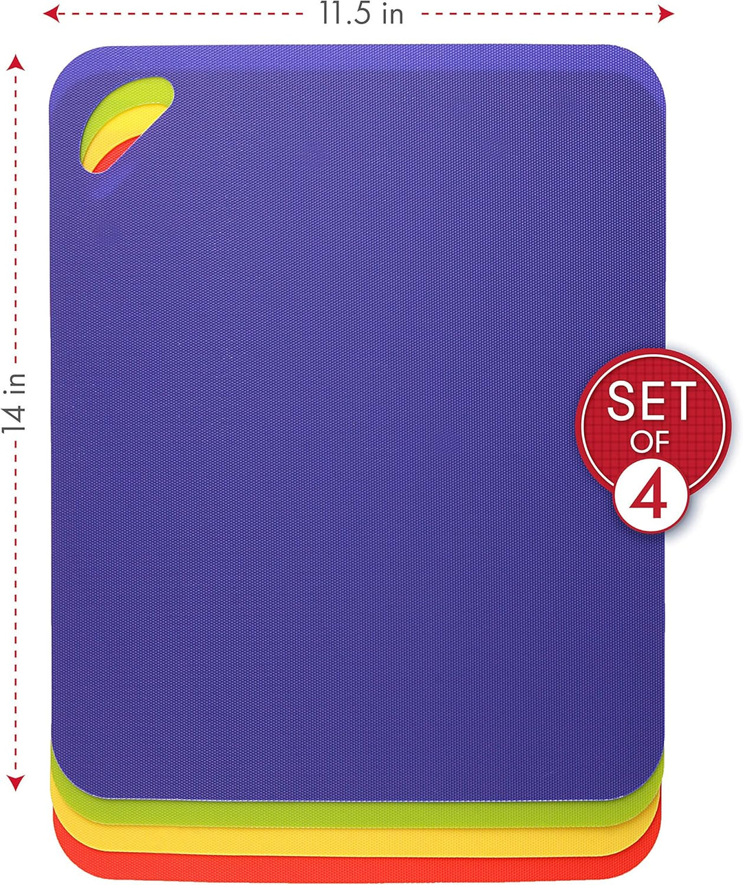 Dexas 6554PK Schneidebrett-Set, robust, flexibel, 29,2 x 35,6 cm, Blau, Grün, Gelb und Rot, 4 Stück