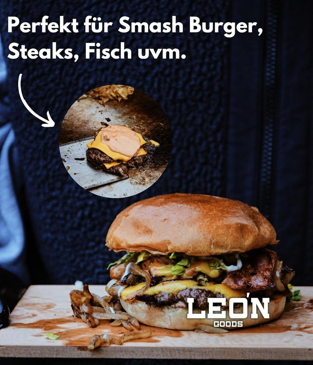 LEÓN Goods © NEU: Grillspachtel Set mit Holzgriff - Brandneu aus Buchenholz und Edelstahl. Robust, H
