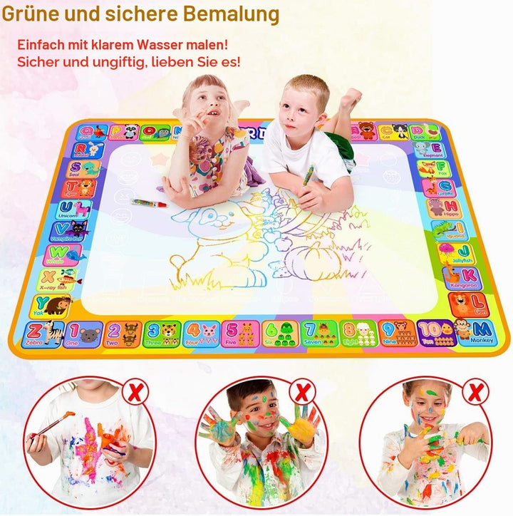 MELAND Wassermalmatte 100×78 cm, Aqua Malmatte mit Wasserstift für Kinder im Alter von 3–6 Jahren, B