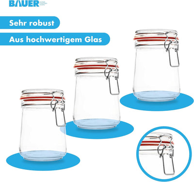 Flaschenbauer- 12 Drahtbügelgläser 800ml verwendbar als Einmachglas und Fermentierglas, zu Aufbewahr