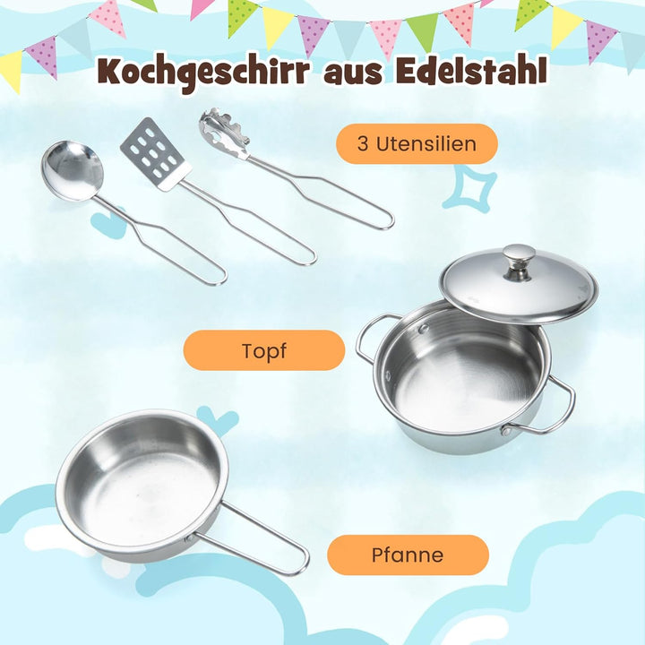 DREAMADE Kinderküche mit Licht und Sound, Kinder Spielzeugküche mit Spüle Herd Mikrowelle Kühlschran
