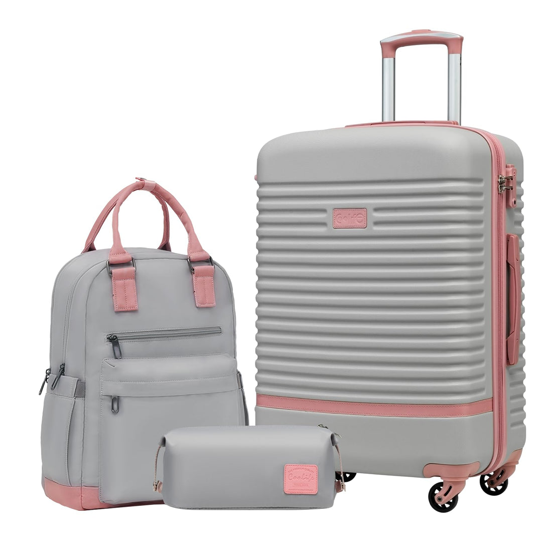 COOLIFE Koffer Trolley Koffer Reisekoffer von ABS Hartschalen Trolley 4 Rollen TSA-Schloss Der Koffe