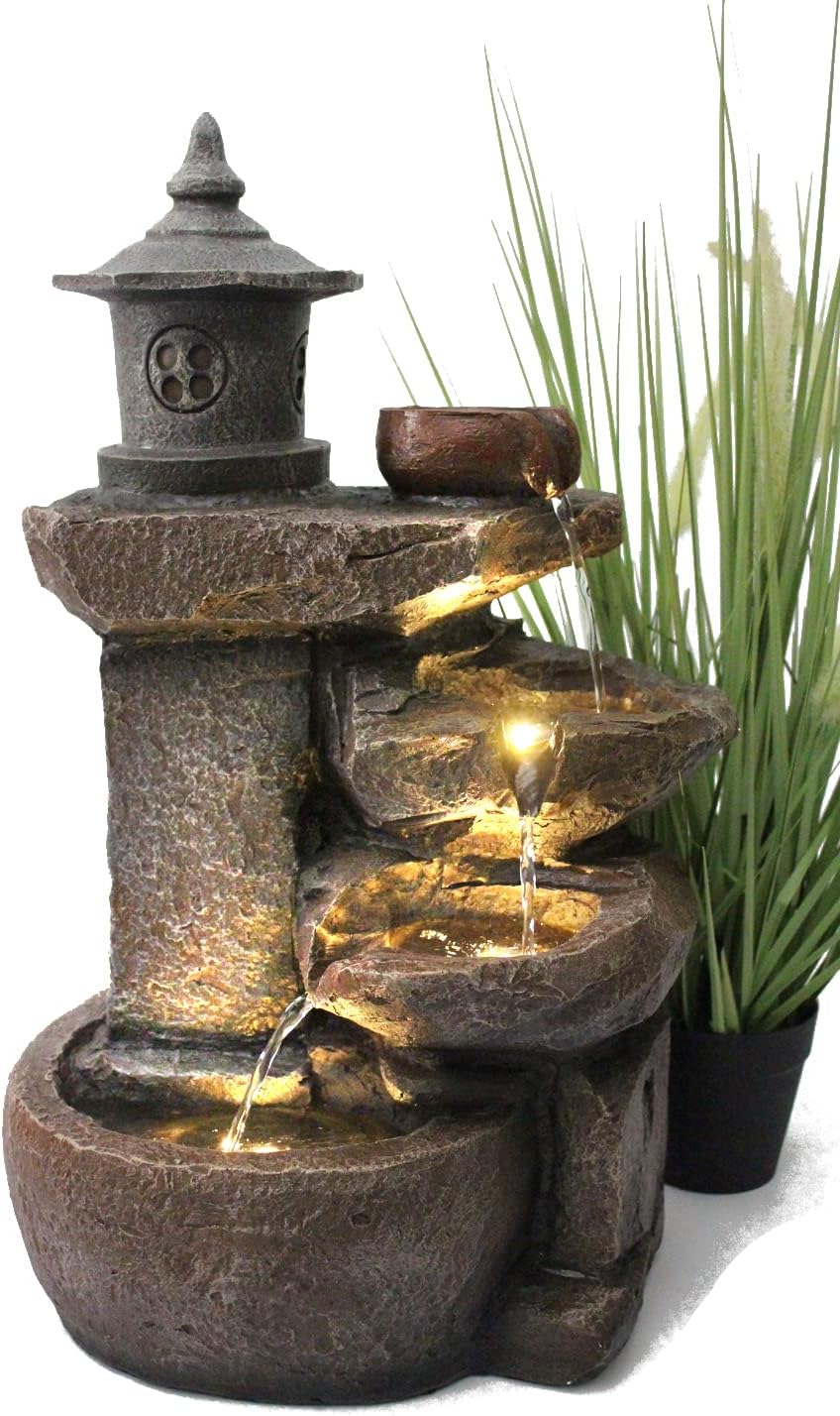 Springbrunnen BK851 Wasserfall mit Beleuchtung Gartenbrunnen Zimmerbrunnen Kaskade Brunnen Terrassen