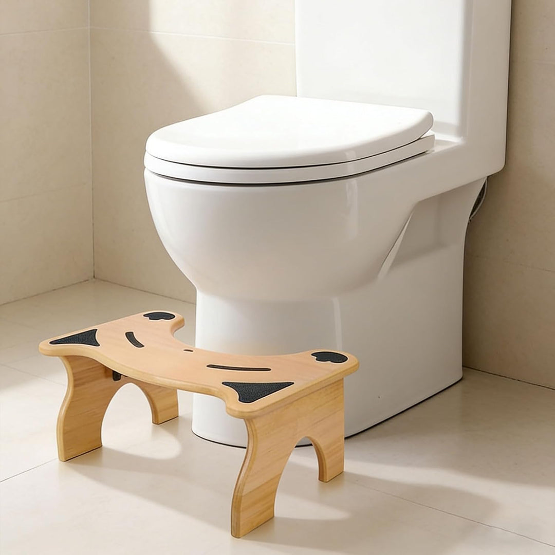 Faltbarer Toilettenhocker aus Bambus mit Katzendesign, grosser, Rutschfester Badezimmer-Tritthocker