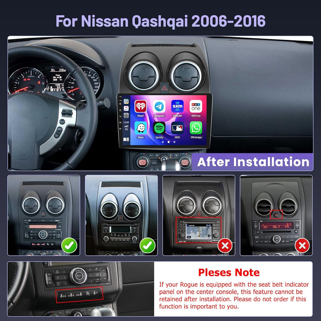 Hikity 5G WiFi 4+64G Android Autoradio für Nissan Qashqai 2006-2016 Wireless Carplay Android Auto,9