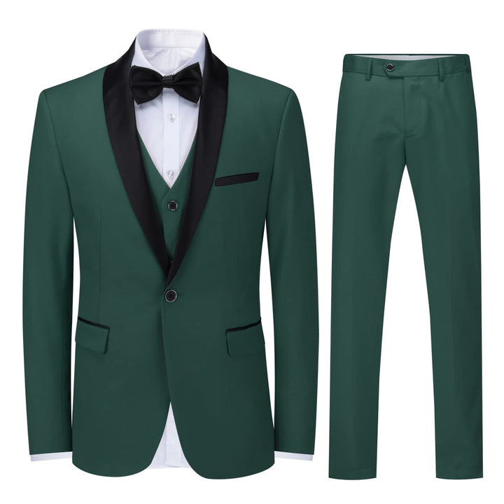 Sliktaa Herren Anzug 3 Teilig Slim Fit Reihe Einfarbig Stoff Business Shawl Kragen Klassisch Tunika