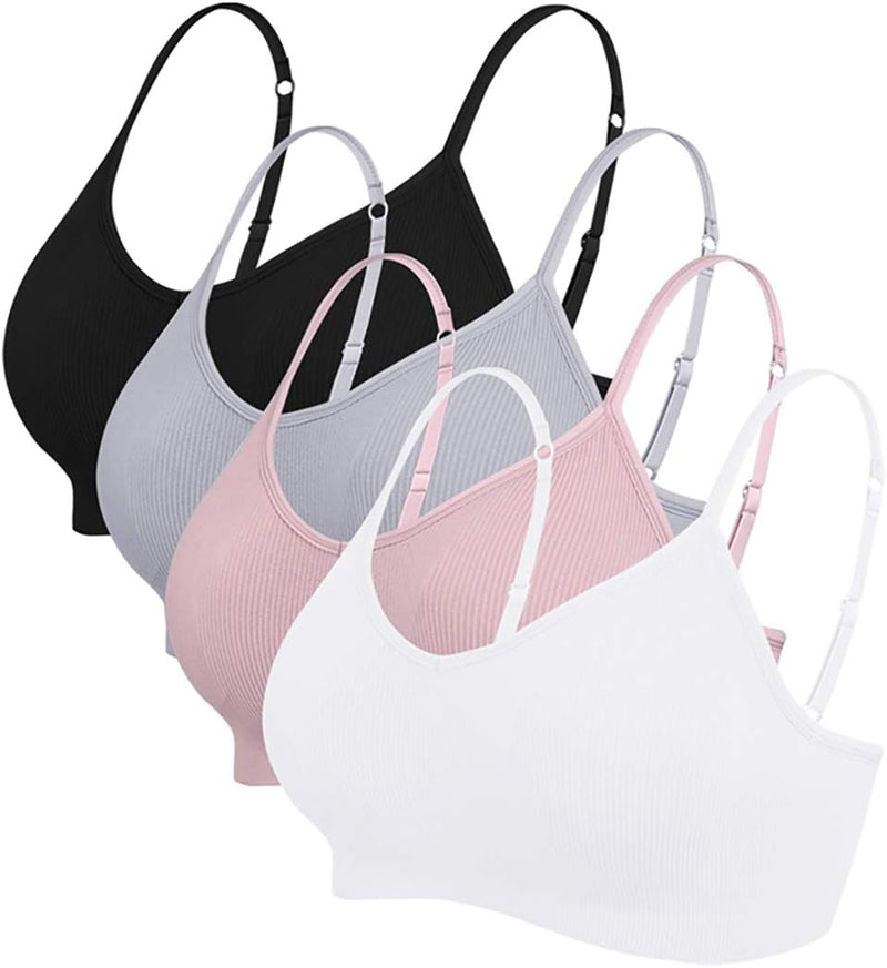 Vertvie Damen 2/3/4er Set Basic Wohlfühl BH Sport BH Spaghettiträger Bralette ohne Bügel Nahtlose Ge