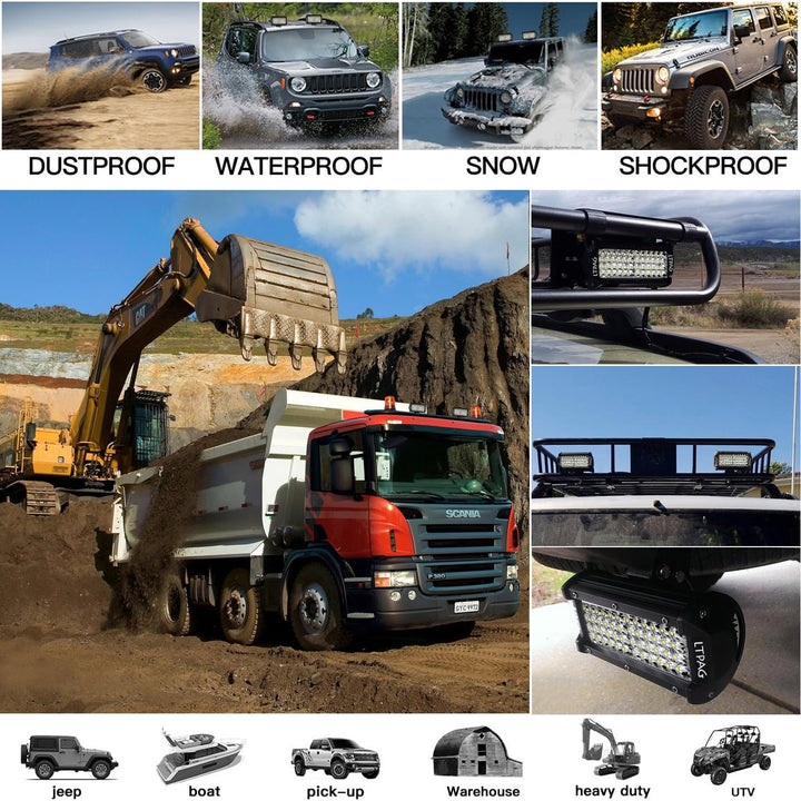 LTPAG 2 x 288W Scheinwerfer LED Zusatzscheinwerfer, 7" 28800LM Arbeitsscheinwerfer Auto 12V 24V LED