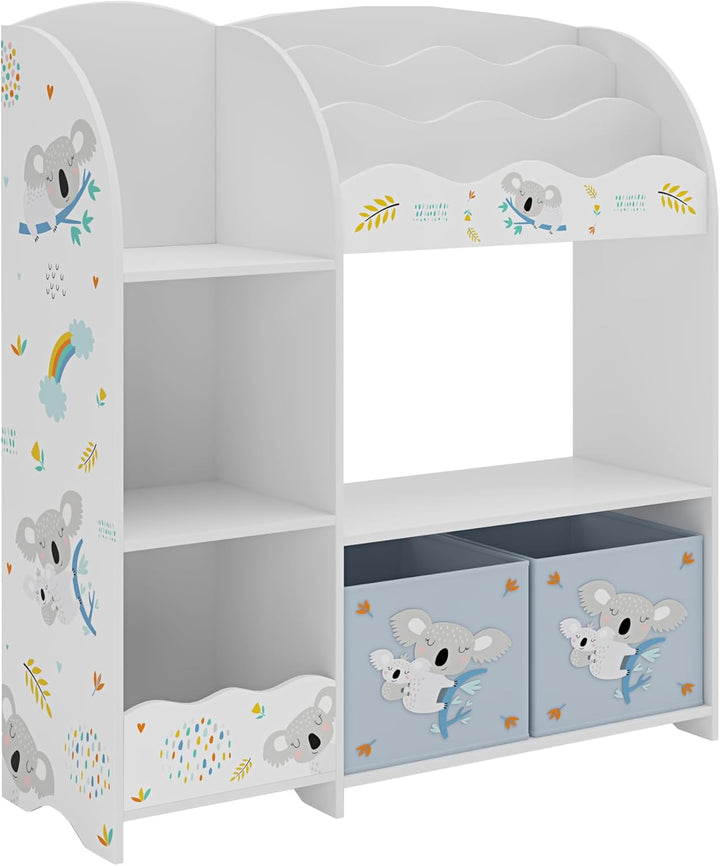 [en.casa] Kinderregal Lysekil Bücherregal für Kinder mit 2 Aufbewahrungsboxen Spielzeugregal 100 x 9